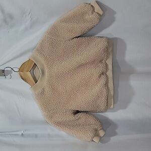 ZARA Sherpa Shearling Crewneck Oversized Fit Beige Neutral